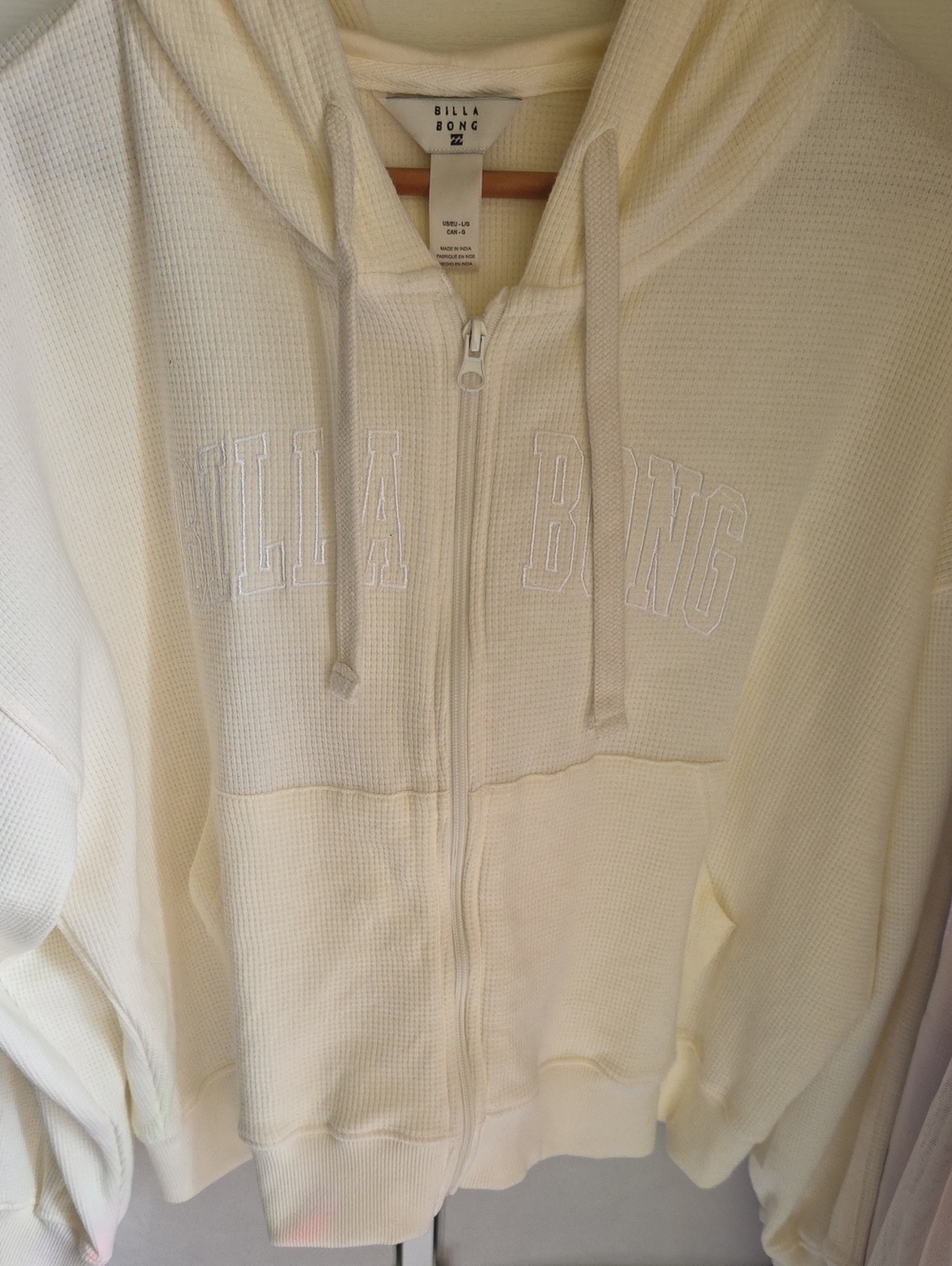 Billabong Ivory Cream Waffle Zip Hoodie